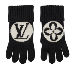 Louis Vuitton Medallion Gloves, Wool, Black/White, M79307, B, 3*